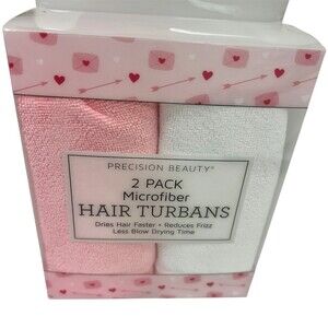 Precision Beauty Hair Turban Wrap Towel 2 Pack Pink & White Fast Dry